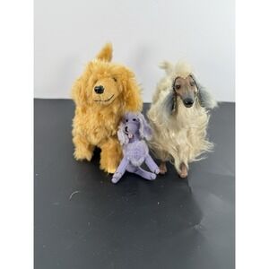Lot Of Vintage Mattel 1997 Fur Dog Figure Animal Brown Black Eyes & Ginger Dog